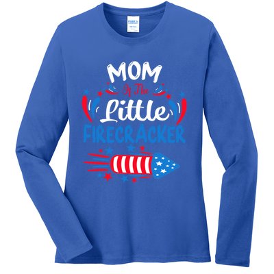 Mom Of The Little Firecracker 4th Of July Birthday Party Cool Gift Ladies Long Sleeve Shirt