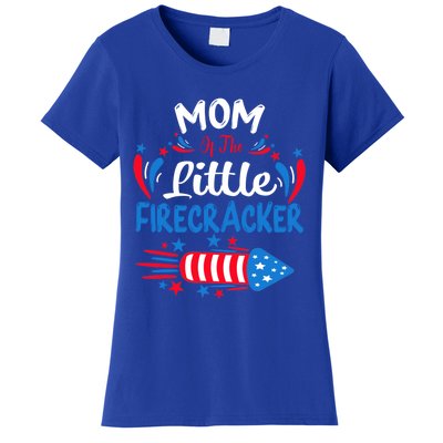 Mom Of The Little Firecracker 4th Of July Birthday Party Cool Gift Women's T-Shirt