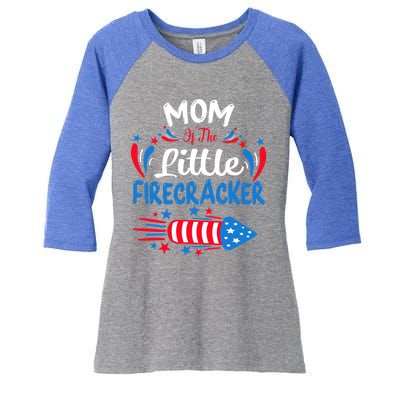 Mom Of The Little Firecracker 4th Of July Birthday Party Cool Gift Women's Tri-Blend 3/4-Sleeve Raglan Shirt