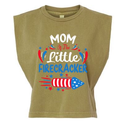 Mom Of The Little Firecracker 4th Of July Birthday Party Cool Gift Garment-Dyed Women's Muscle Tee