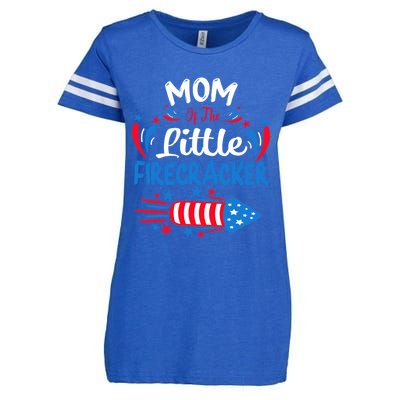 Mom Of The Little Firecracker 4th Of July Birthday Party Cool Gift Enza Ladies Jersey Football T-Shirt