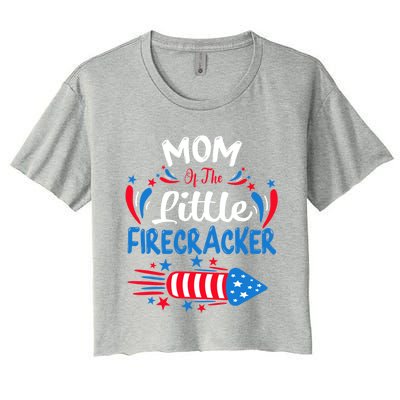 Mom Of The Little Firecracker 4th Of July Birthday Party Cool Gift Women's Crop Top Tee