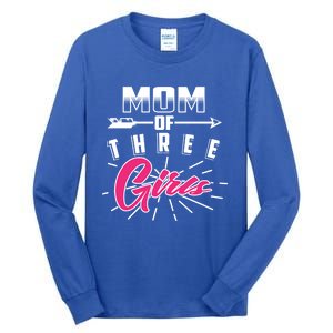 Mom Of Three Cute Mama Of Awesome Lassies Gift Tall Long Sleeve T-Shirt