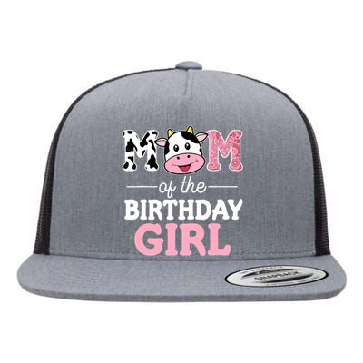 Mom of The Birthday Girl Farm Cow Mommy Mama 1st Flat Bill Trucker Hat