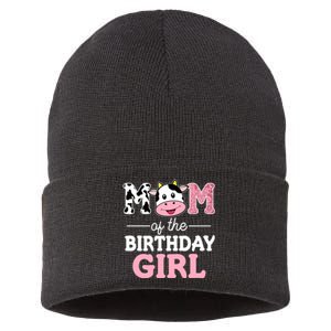 Mom of The Birthday Girl Farm Cow Mommy Mama 1st Sustainable Knit Beanie