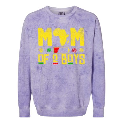 Mom Of Two Mothers Day African American Mom Of 2 Cool Gift Colorblast Crewneck Sweatshirt