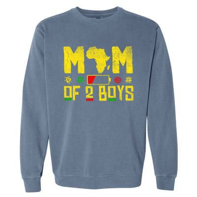 Mom Of Two Mothers Day African American Mom Of 2 Cool Gift Garment-Dyed Sweatshirt