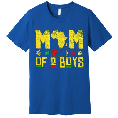 Mom Of Two Mothers Day African American Mom Of 2 Cool Gift Premium T-Shirt