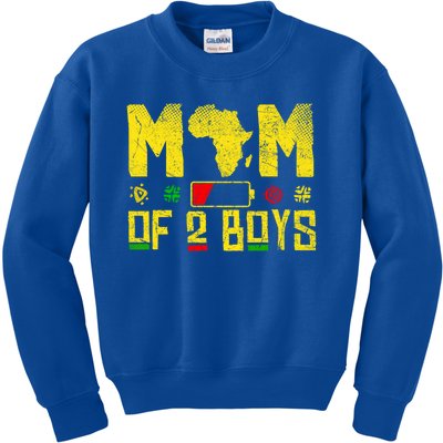 Mom Of Two Mothers Day African American Mom Of 2 Cool Gift Kids Sweatshirt