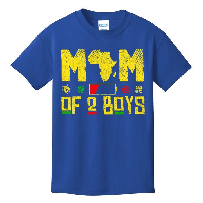 Mom Of Two Mothers Day African American Mom Of 2 Cool Gift Kids T-Shirt