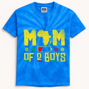 Mom Of Two Mothers Day African American Mom Of 2 Cool Gift Kids Tie-Dye T-Shirt