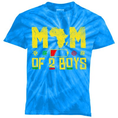 Mom Of Two Mothers Day African American Mom Of 2 Cool Gift Kids Tie-Dye T-Shirt