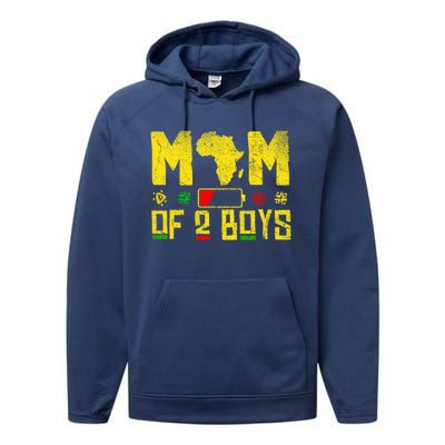 Mom Of Two Mothers Day African American Mom Of 2 Cool Gift Performance Fleece Hoodie