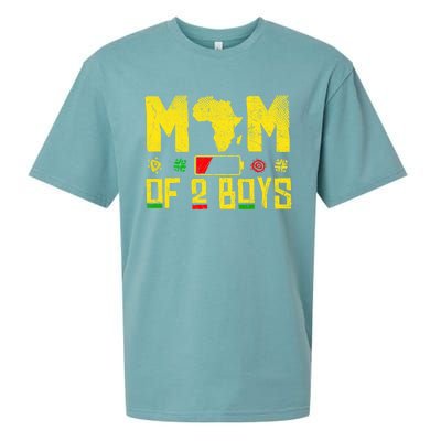 Mom Of Two Mothers Day African American Mom Of 2 Cool Gift Sueded Cloud Jersey T-Shirt