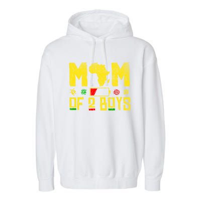 Mom Of Two Mothers Day African American Mom Of 2 Cool Gift Garment-Dyed Fleece Hoodie