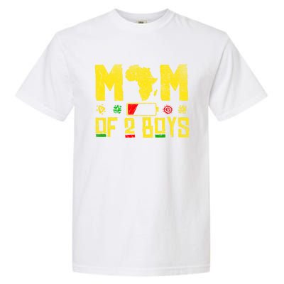 Mom Of Two Mothers Day African American Mom Of 2 Cool Gift Garment-Dyed Heavyweight T-Shirt