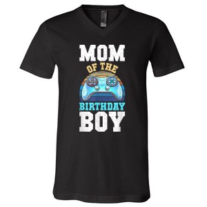 Mom Of The Birthday Boy Matching Video Gamer Birthday Party V-Neck T-Shirt