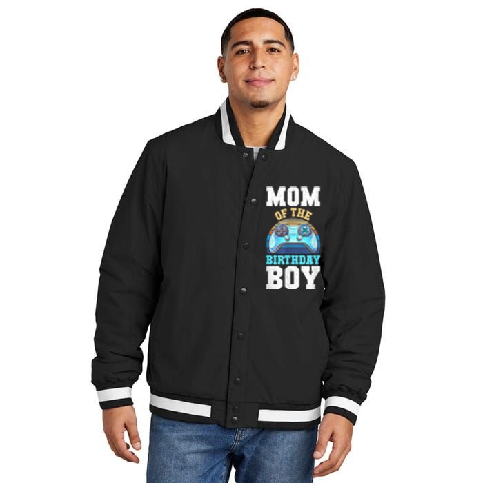 Mom Of The Birthday Boy Matching Video Gamer Birthday Party Insulated Varsity Jacket