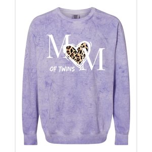 Mom Of Twins Who Loves Leopard Print Gift Colorblast Crewneck Sweatshirt