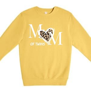 Mom Of Twins Who Loves Leopard Print Gift Premium Crewneck Sweatshirt