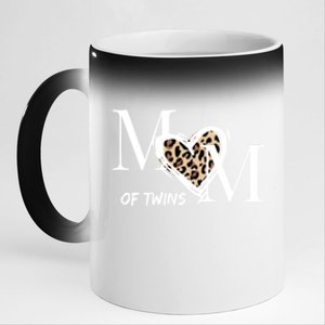 Mom Of Twins Who Loves Leopard Print Gift 11oz Black Color Changing Mug