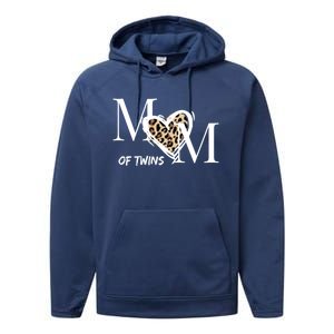 Mom Of Twins Who Loves Leopard Print Gift Performance Fleece Hoodie