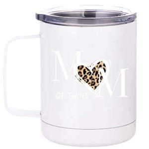 Mom Of Twins Who Loves Leopard Print Gift 12 oz Stainless Steel Tumbler Cup