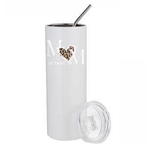 Mom Of Twins Who Loves Leopard Print Gift Stainless Steel Tumbler