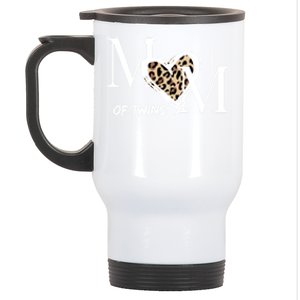 Mom Of Twins Who Loves Leopard Print Gift Stainless Steel Travel Mug