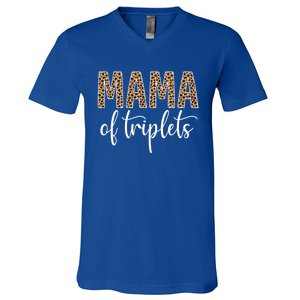 Mama Of Triplets Proud Mom Love Cheetah Print Cute Funny Funny Gift V-Neck T-Shirt