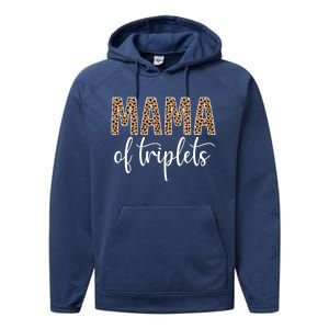 Mama Of Triplets Proud Mom Love Cheetah Print Cute Funny Funny Gift Performance Fleece Hoodie