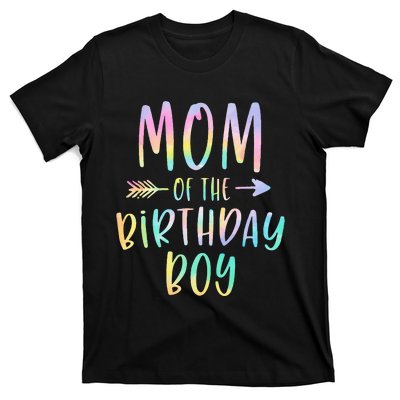 Mom Of The Birthday Boy Tie Dye Colorful Bday T-Shirt