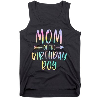 Mom Of The Birthday Boy Tie Dye Colorful Bday Tank Top