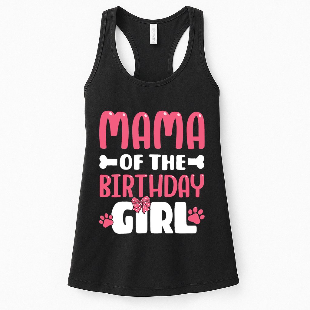 Mama Of The Birthday Girl Dog Paw Birthday Party Womens Tank Top
