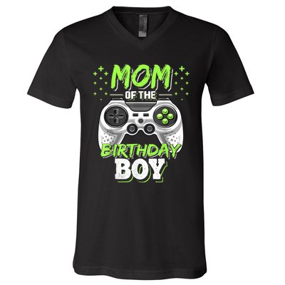 Mom Of The Birthday Boy Matching Video Gamer Birthday Party V-Neck T-Shirt