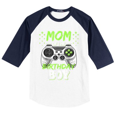 Mom Of The Birthday Boy Matching Video Gamer Birthday Party Baseball Sleeve Shirt