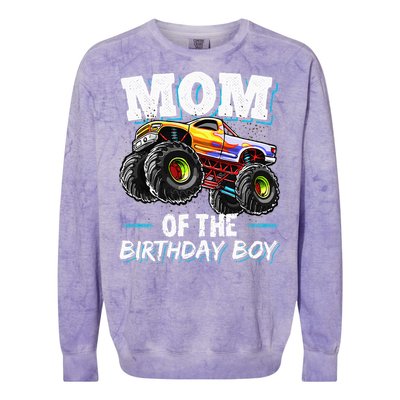 Mom Of The Birthday Boy Monster Truck Birthday Novelty Gift Colorblast Crewneck Sweatshirt