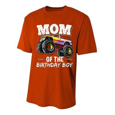 Mom Of The Birthday Boy Monster Truck Birthday Novelty Gift Performance Sprint T-Shirt