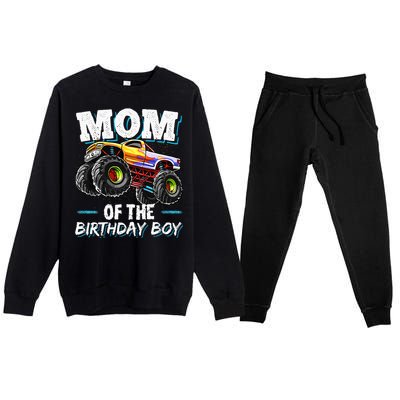 Mom Of The Birthday Boy Monster Truck Birthday Novelty Gift Premium Crewneck Sweatsuit Set