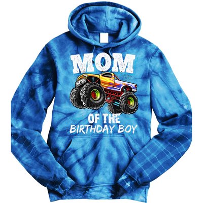 Mom Of The Birthday Boy Monster Truck Birthday Novelty Gift Tie Dye Hoodie