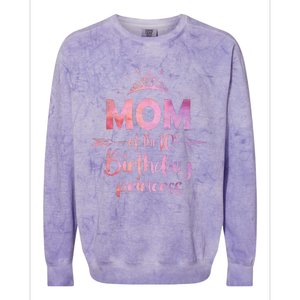 Mom Of The 10th Birthday Princess Girl 10 Years Old B Day Colorblast Crewneck Sweatshirt