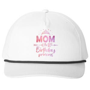 Mom Of The 10th Birthday Princess Girl 10 Years Old B Day Snapback Five-Panel Rope Hat