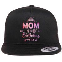 Mom Of The 10th Birthday Princess Girl 10 Years Old B Day Flat Bill Trucker Hat