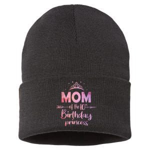 Mom Of The 10th Birthday Princess Girl 10 Years Old B Day Sustainable Knit Beanie