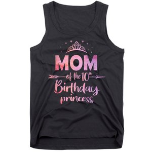 Mom Of The 10th Birthday Princess Girl 10 Years Old B Day Tank Top