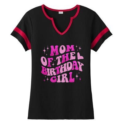 Mom Of The Birthday Girl Birthday Family Matching Bday Ladies Halftime Notch Neck Tee