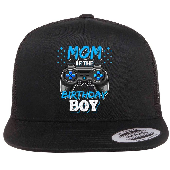 Mom Of The Birthday Boy Matching Video Gamer Birthday Party Flat Bill Trucker Hat