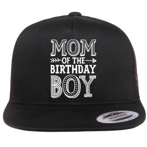 Mom of the Birthday Boy Funny Mother Mama Family Matching Flat Bill Trucker Hat