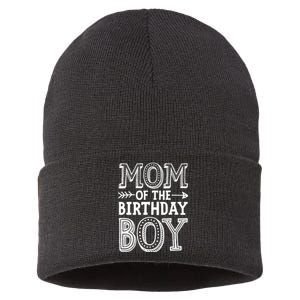 Mom of the Birthday Boy Funny Mother Mama Family Matching Sustainable Knit Beanie