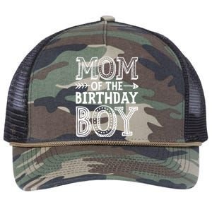 Mom of the Birthday Boy Funny Mother Mama Family Matching Retro Rope Trucker Hat Cap